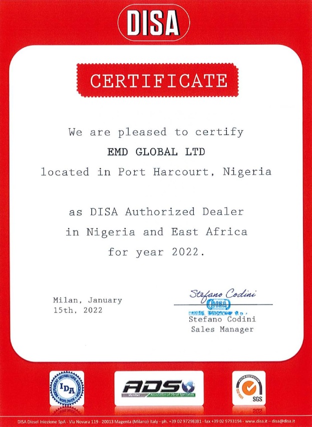 Disa Certificate